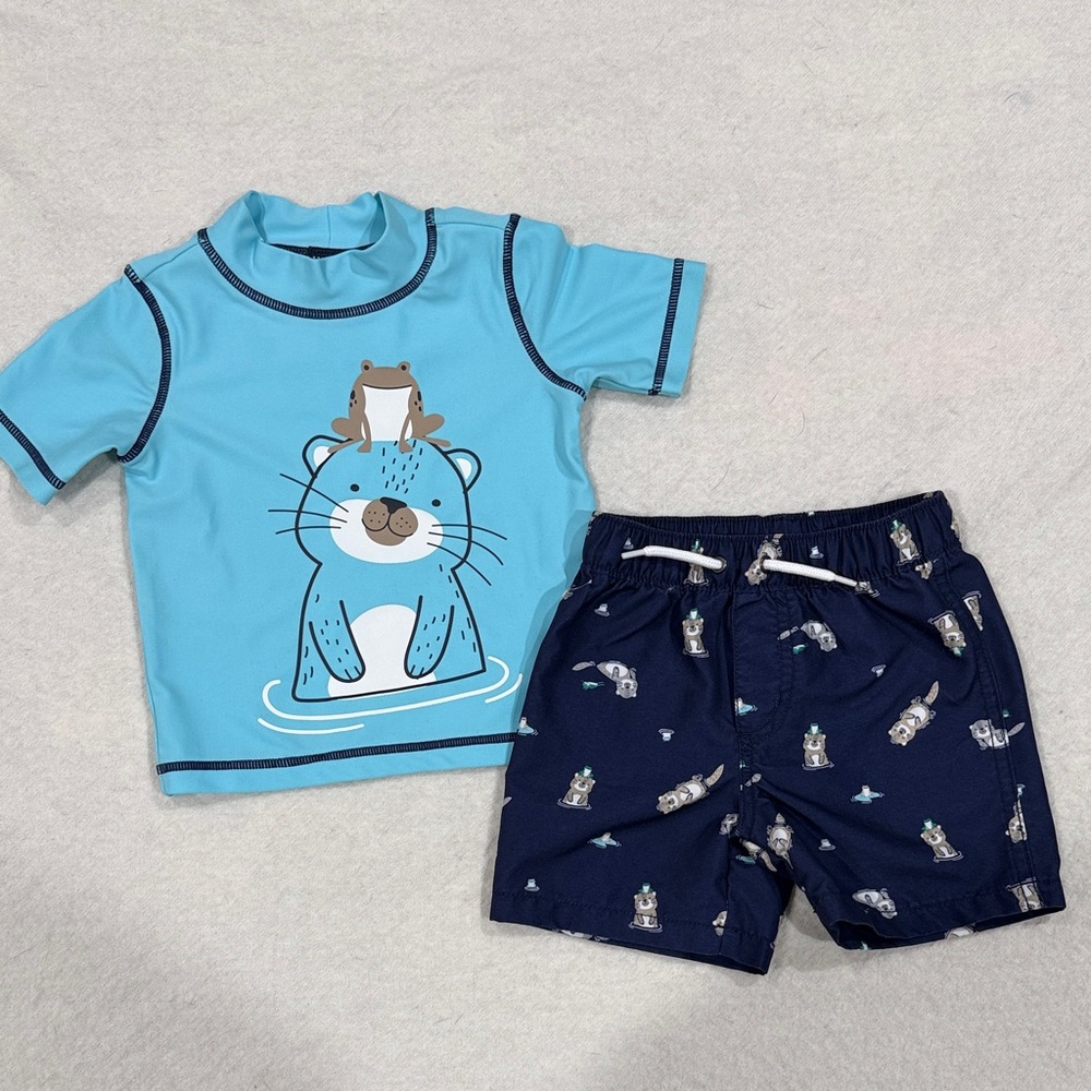 Carter's Blue Otter Rashguard Set 12M